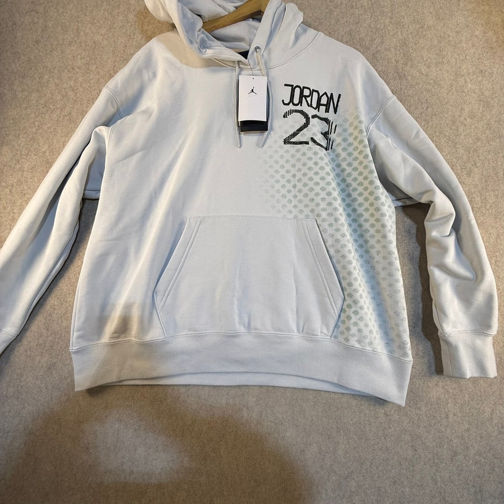 Nike Jordan 23 Graphic Hoodie Light Blue Loose Fit Mens Large NWT